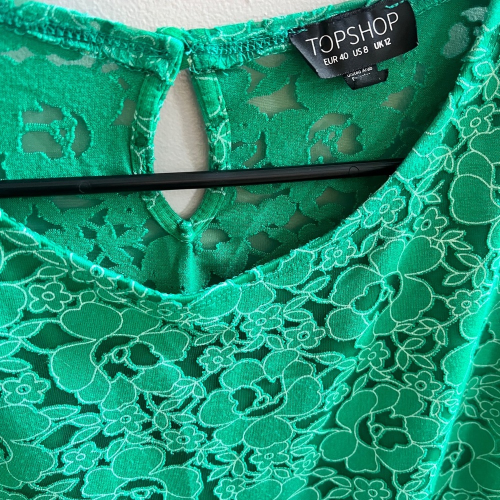 Topshop Vibrant Green Lace Blouse - Picture 2 of 6